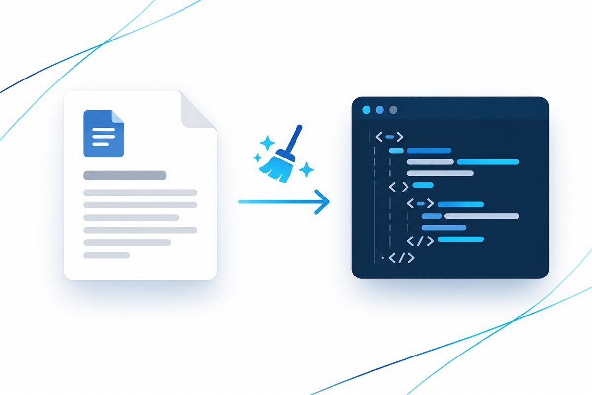 Word to HTML converter: a Word document is converted and cleaned into HTML code